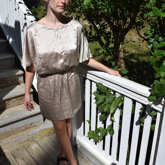 Bill Hallman champagne colored silk dress - Picture 5 of 6